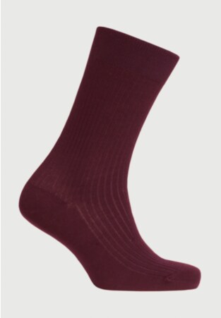 Burgundy Plain Rib Socks