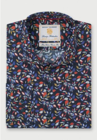 Regular Fit Black Floral Print Cotton Shirt