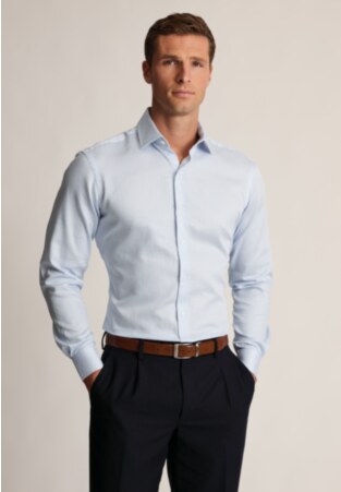 Tailored Fit Blue Fine Stripe Cotton Shirt