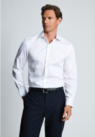 Regular Fit White Non-Iron Twill Cotton Shirt - Three Sleeve Lengths