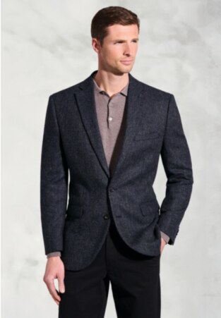 Tailored Fit Froome Navy Herringbone British Wool Jacket