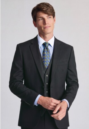 Tailored Fit Aldwych Charcoal Washable Suit - Waistcoat Optional