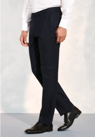 Tailored Fit Wells Navy Wool Blend Suit Trousers