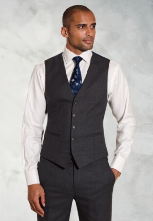 Tailored Fit Wells Charcoal Wool Blend Waistcoat